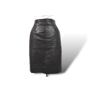 Vittorio Vintage Black Leather Pencil Skirt Sz 2